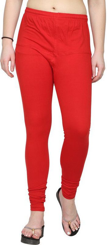 Pink Grapes Studio Churidar Western Wear Legging  (Red, Solid)