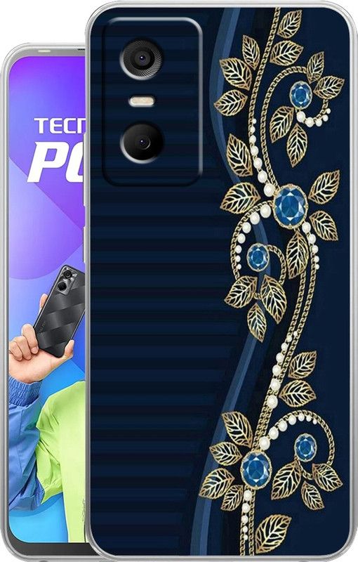 Selfless Back Cover for Tecno Pop 6 Pro  (Blue, Gold, Dual Protection, Silicon, Pack of: 1)
