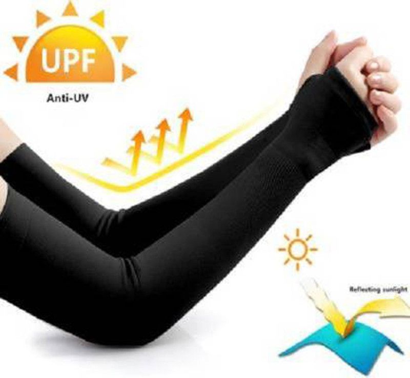 Jagkiran Cotton Arm Sleeve For Men & Women  (Free, Black)
