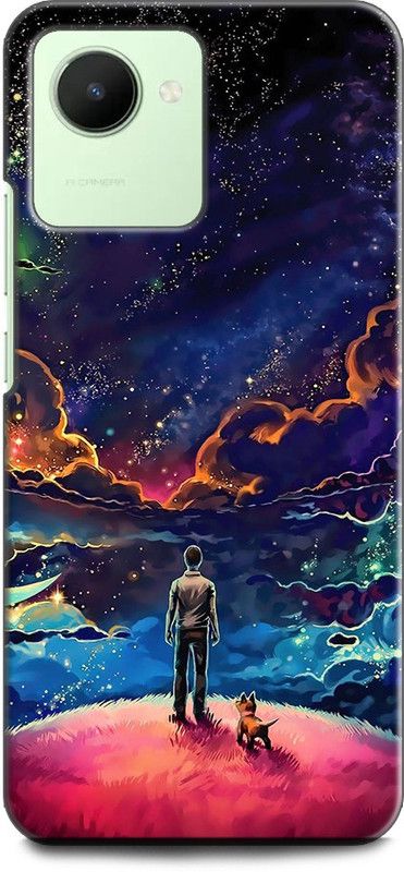 WallCraft Back Cover for Realme C30s, RMX3690 GALAXY, STARS, DOG, MOON, MAN, COLORFULL, TEXTURE  (Multicolor, Dual Protection, Pack of: 1)