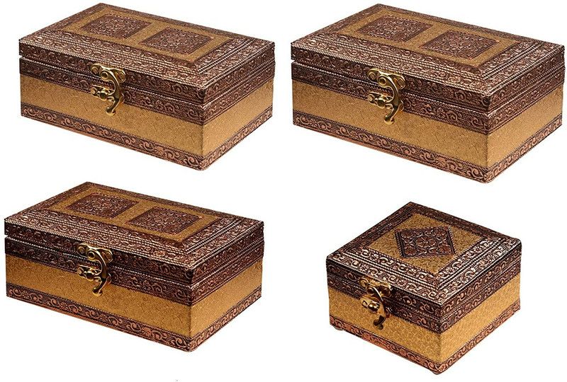 westfield 3 Piece Of 6x4 & 1 Piece Of 4x4 inch Jewellery Box,Wedding Gift Boxes,Rakhi Gift Makeup and Jewellery Vanity Box  (Gold)