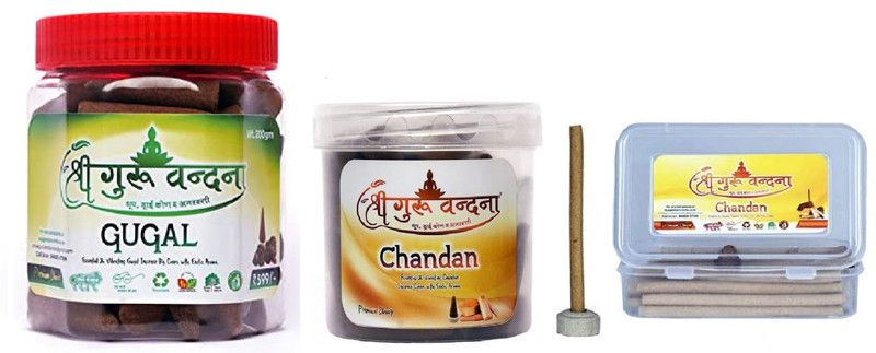 Shree guru vandana Dhoop v agarbatti Guggul Dhoop 40 Big Cones - ChandanDhoop Round Box - Chandan 40Incense Agarbatti Sandal, Guggul Dhoop