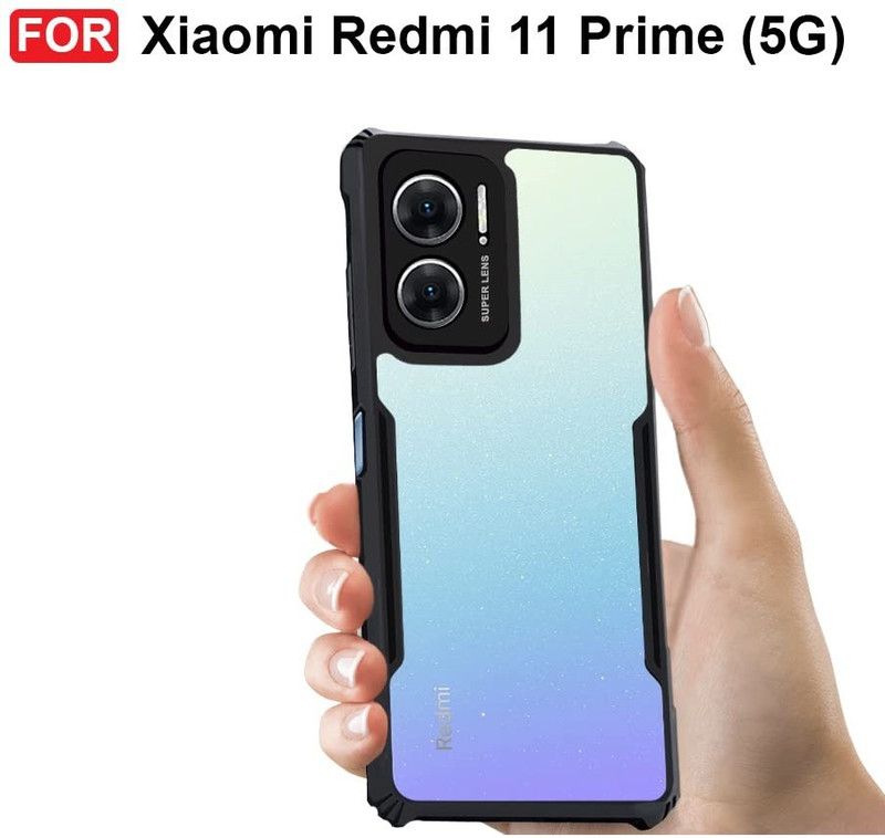 welldesign Back Cover for REDMI 11 Prime 5G  (Transparent, Black, Shock Proof, Pack of: 1)
