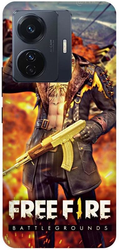 FRONK Back Cover for vivo T1 Pro 5G, V2151, GERENA, FREEFIRE, GUEGO, GUN, METAL  (Yellow, Hard Case, Pack of: 1)
