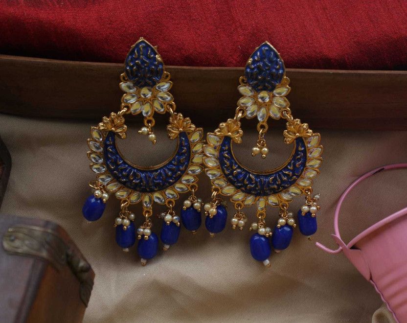 RJ 115 yellow Alloy Chandbali Earring