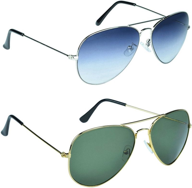 UV Protection Aviator, Aviator Sunglasses (Free Size)  (For Men & Women, Blue, Green)