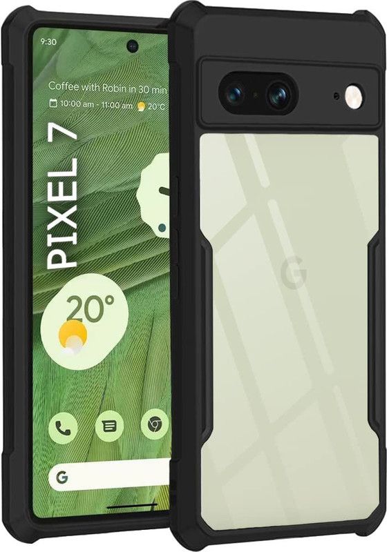 S-Hardline Back Cover for Google Pixel 7, Transparent Soft Silicon TPU Shockproof  (Black, Pack of: 1)