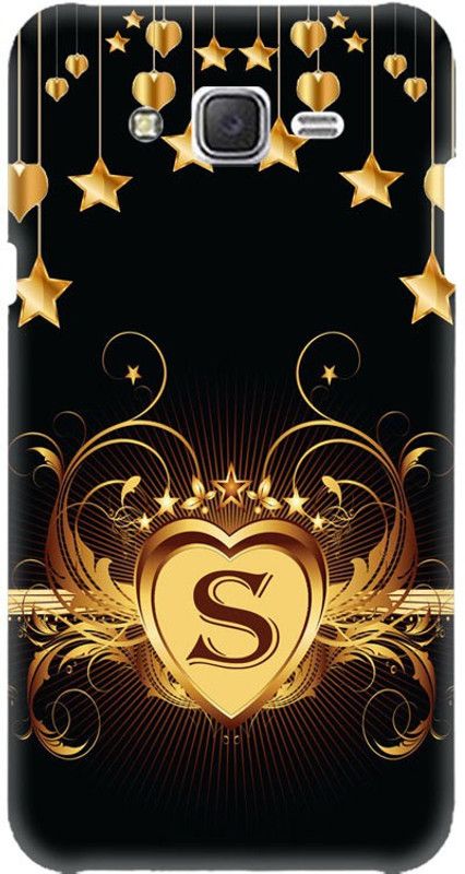Crafto Rama Back Cover for Samsung Galaxy J2-2015, J200G/ Samsung J2-2017, S,S Letter,S Alphabet,S Word,PRINTED, BACK COVER  (Black, Gold, Hard Case, Pack of: 1)