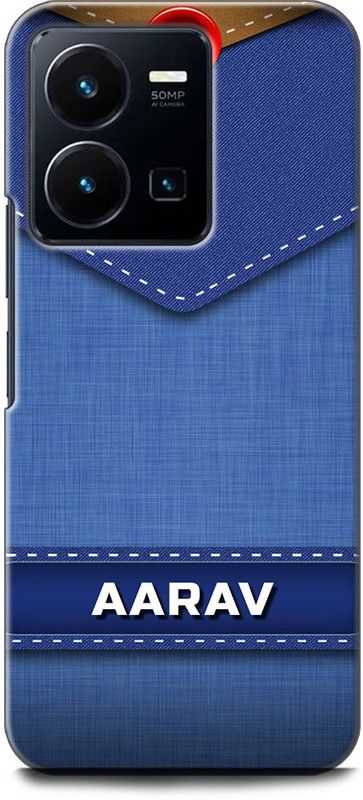 WallCraft Back Cover for Vivo Y35, V2205 AARAV NAME, A, LETTER, BLUE, JEANS, ALPHABET, DESIGN  (Multicolor, Dual Protection, Pack of: 1)