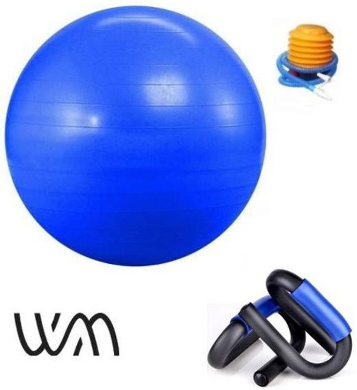 Web Mall Anti Burst 75 cm Gym Fitness Aerobics Yoga Exercise/Ball With S-Shape Push Up Bars Unisex Dumbbell Kit Kit