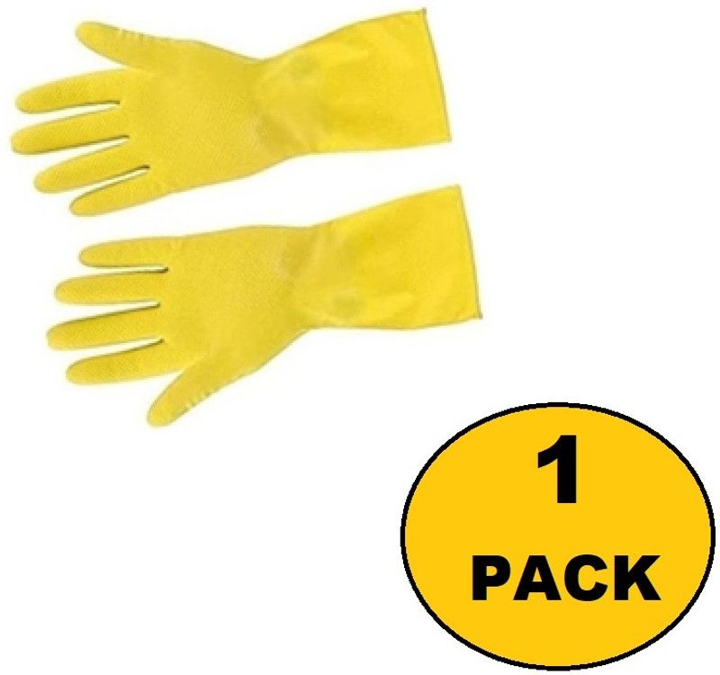 Pacificdeals Reusable Safety Rubber Hand Gloves For Work Kitchen Cleaning Utensils Chemical Wet and Dry Glove  (Free Size)