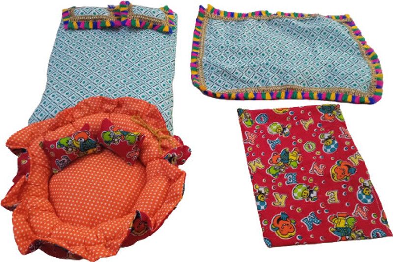 Shyam Diwane set 2 laddu ji cotton bister set\cotton gol gaddi( any random size 5to6 L) Dress  (Cotton)