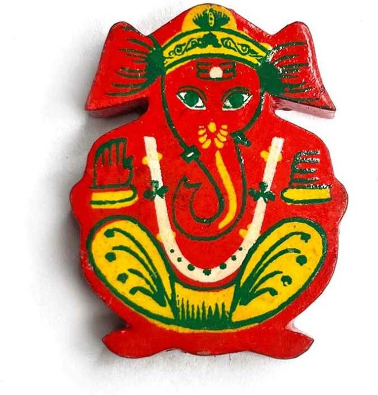 ADIKALA Wooden Miniature Ganpati Ji for Festival Wall & Door Hanging Decorations-Small Pack of 12  (Red)