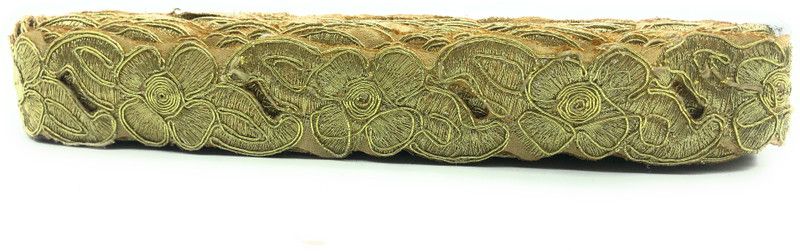 Kavmart KAV7381-GOLD 1"INCH SUPER DESIGNER CUTWORK BORDER FOR HIGH FASHION OUTFITS (9METERS) Lace Reel  (Pack of 1)