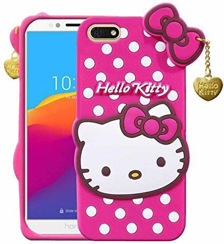 Cocklet Back Cover for honor 7s Cute Hello Kitty Girls Covers  (Pink, 3D Case, Silicon)