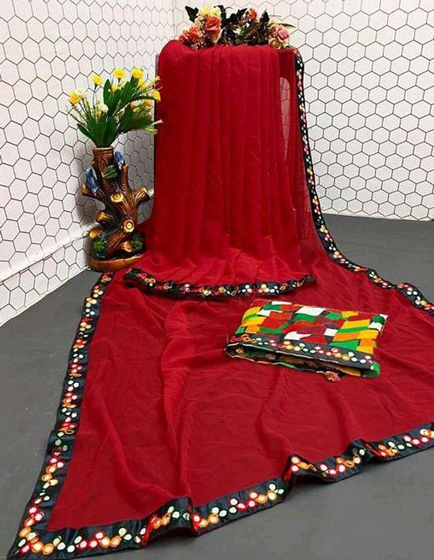 Banarasi Georgette Saree  (Red)