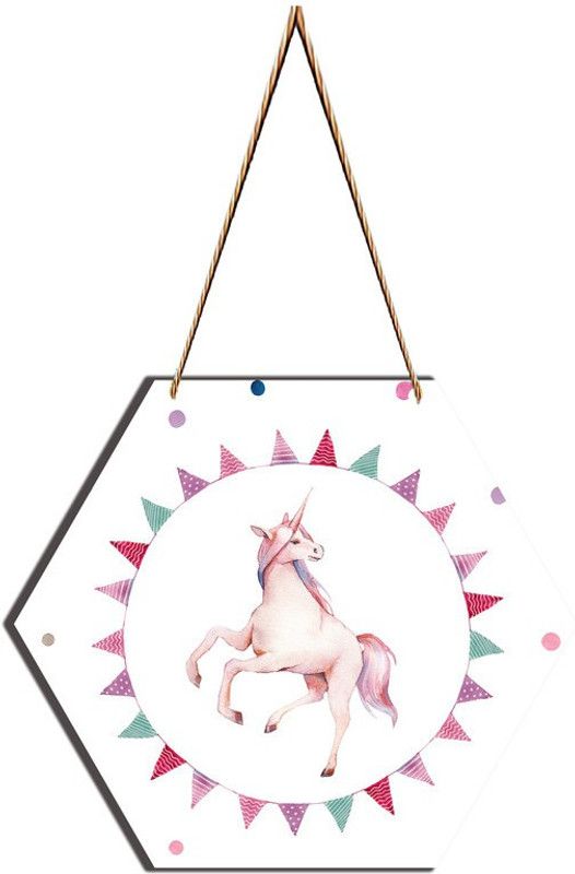 AAMERIYA CRAFTS Unicorn MDF Plaque for Home & Wall Decoration  (21 cm X 21 cm, Multicolor)