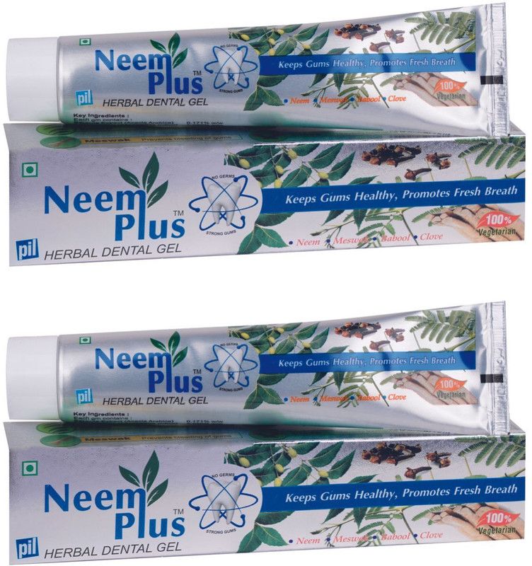 Pil Neem Plus Herbal Dental Gel Strengthens Teeth & Gums Fresh Breath Toothpaste  (200 g, Pack of 2)