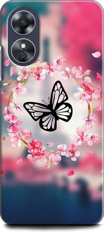 WallCraft Back Cover for OPPO A17, CPH2477 BUTTERFLY, FLOWERS, ABSTRACT, TEXTURE, COLORFULL  (Multicolor, Dual Protection, Pack of: 1)