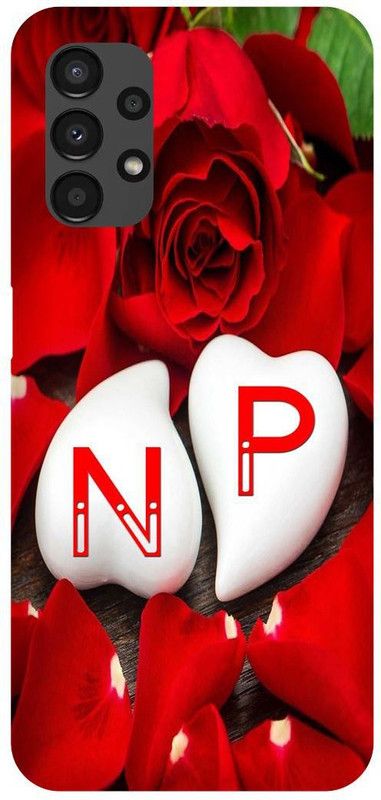 Dimora Back Cover for SAMSUNG Galaxy A13, N LOVES P NAME N NAME P LETTER ALPHABET N LOVE P NAME  (Red, Hard Case, Pack of: 1)