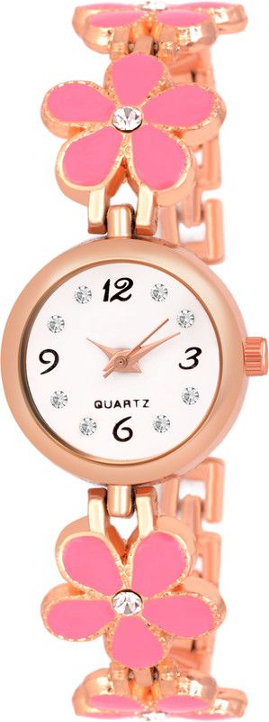 Analog Watch - For Girls LADIES_952 ATTRACTIVE PINK FLOWER BELT ROUND SHAPE DIAL WATCH