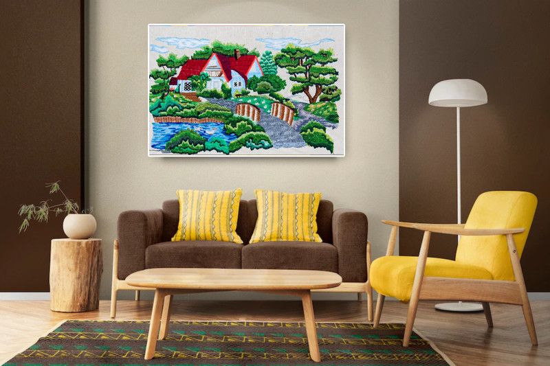 JORAS embroidery-folk-arts-crafts Canvas 20 inch x 30 inch Painting  (Without Frame)