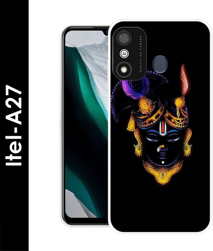 Golden Mask Back Cover for Itel A27 krishna design printed back cover  (Multicolor, Dual Protection, Silicon, Pack of: 1)