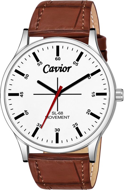 Analog Watch - For Men CAV-MS 199 Official Analog White Round Dial Leather Strap Water Resistant Quartz