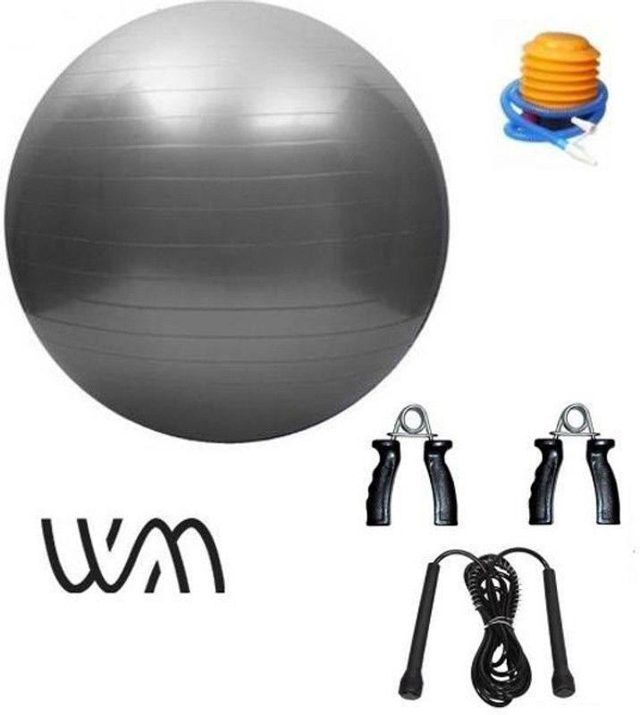 Web Mall Anti Burst 95 cm Gym Ball with Pump, 1 Pair Hand Grips & 1 Skipping Rope Unisex Fitness Combo Dumbbell Kit Kit