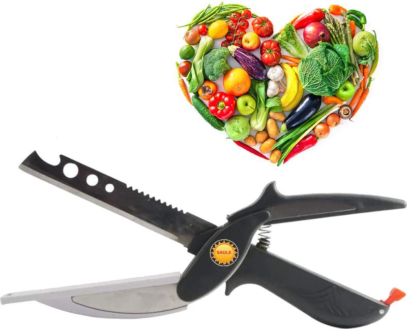 5 in 1 Smart Knife Cutter and in Built Mini Chopping Board with Locking Hinge 5 in 1 Smart Knife Kitchen Tool Set  (Black)