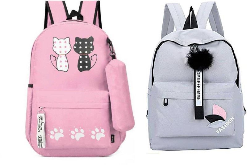 Attractive And Light Weight Backpack combo OF 2 For Girls. 18 L No Backpack  (Multicolor)