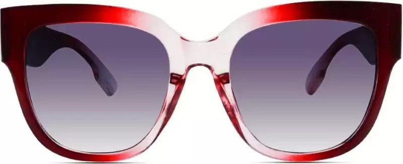 UV Protection, Toughened Glass Lens Cat-eye Sunglasses (50)  (For Men & Women, Red)