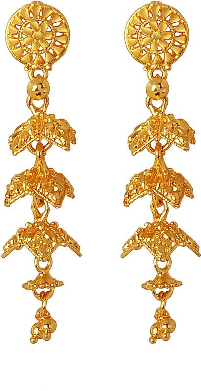 Traditional Alloy Gold Plated Alloy Jhumki Earring, Drops & Danglers