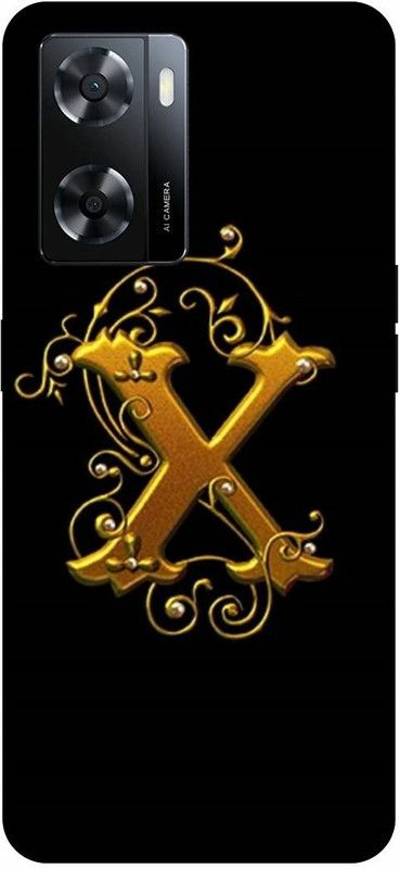 Dimora Back Cover for OPPO A57, X NAME WITH LETTER ALPHABET  (Black, Hard Case, Pack of: 1)