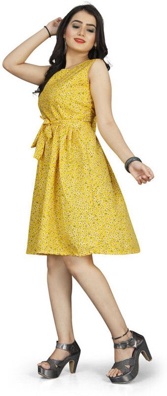 Women Skater Gold Dress