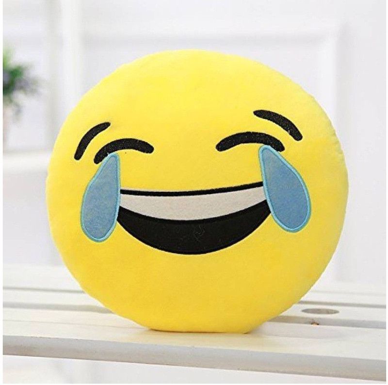 RIDDHI SIDDHI Cotton Smiley Throw Pillow Pack of 1  (Yellow)