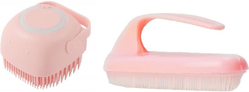 THE RPM HUB Body Bath Brush & Handle Cloth Brush for Washing Silicone Soft Cleaning Bath Body Brush with Shampoo Dispenser - Skin Massage Brush Bath, Exfoliating Skin Care Bath Brushes For Shower, Men, Women, kids (color-Multi) Pack of (2)