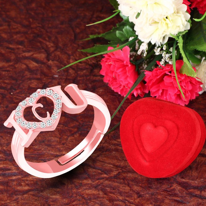 I love you ring girls women girlfriend C name letter propose valentine rose gold Brass, Copper, Crystal, Stone, Alloy, Metal Cubic Zirconia, Diamond, Zircon, Crystal Platinum, Rhodium, Gold Plated Ring Set