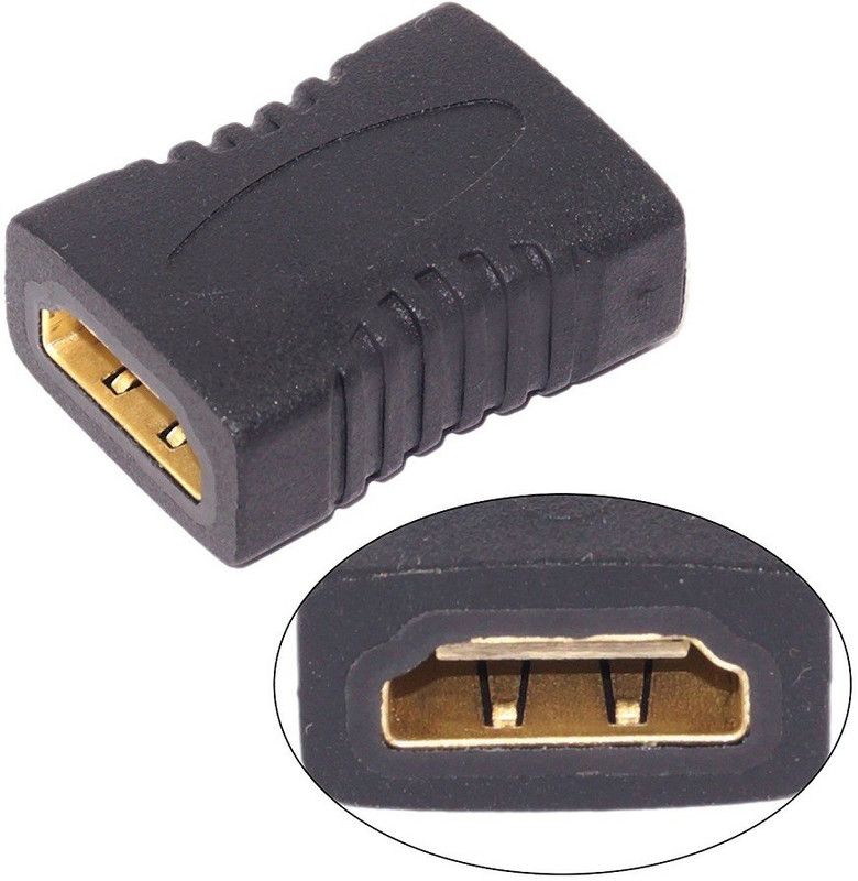 PAC HDMI Adapter 0.1 m HDMI Female to Female Coupler Cable Joiner Gender Changer - Pack of 2  (Compatible with TV, MOBILE, LAPTOP, PC, Black, One Cable)