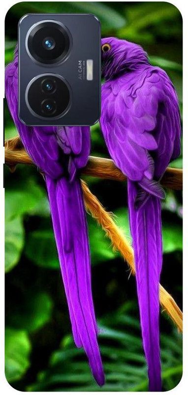 FRONK Back Cover for vivo T1 44W, V2153, PARROT, PURPLE, PARROT, PIGEON  (Purple, Hard Case, Pack of: 1)