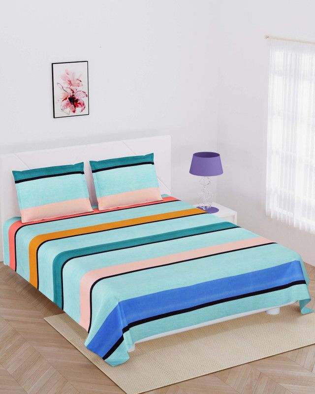 SUUMAYA 150 TC Cotton King Printed Flat Bedsheet  (Pack of 1, Multicolor)