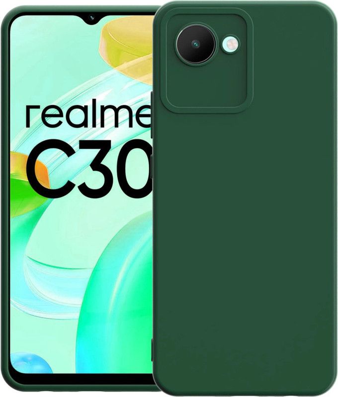 Lilliput Back Cover for Realme C30  (Green, Silicon, Pack of: 1)
