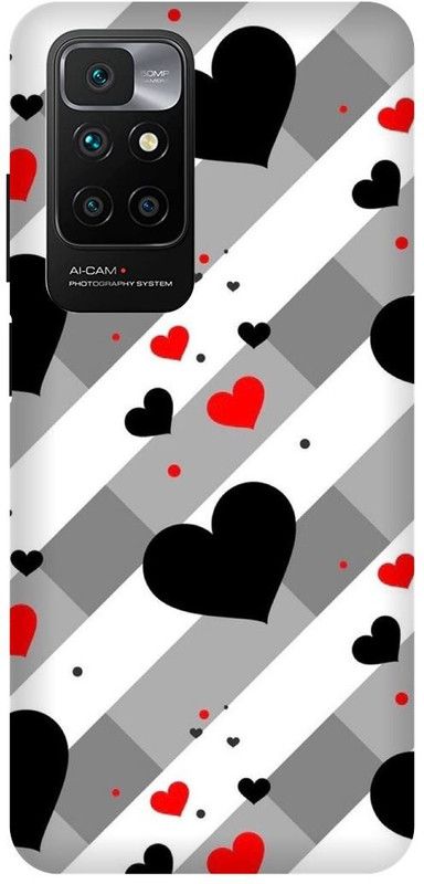 DIKRO Back Cover for REDMI 10 Prime, HEART, LOVE, SHAPE, BLACK, HEART  (Multicolor, Hard Case, Pack of: 1)