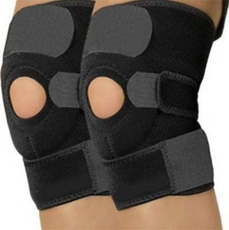 KHALIFA AND BADSHAH Adjustable Open Knee Cap Support for Sports Knee Support  (Black)