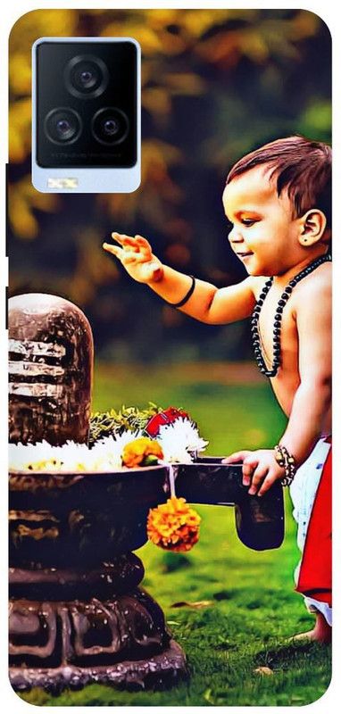 THE NARAYANA COLLECTIONS Back Cover for IQOO 7- V2049A-SHIV,LING,BABY,MAHADEV,OM  (Multicolor, Hard Case, Pack of: 1)