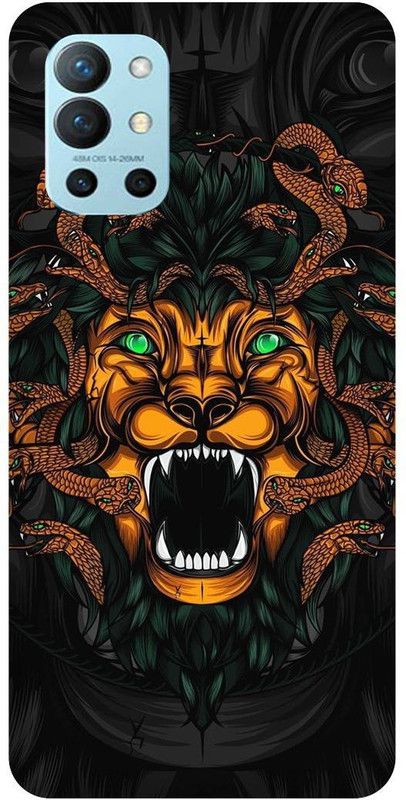 FRONK Back Cover for OnePlus 9R 5G, LE2101, LION, MEDUSA, ANGRY, LION  (Yellow, Hard Case, Pack of: 1)