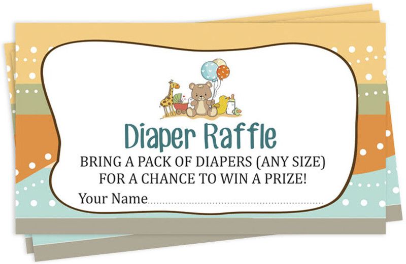 Inkdotpot 30 Jungle Animals Baby Shower Diaper Raffle Ticket Lottery Insert Cards Supplies Invitation Card  (Diaper_Raffle, Pack of 1)