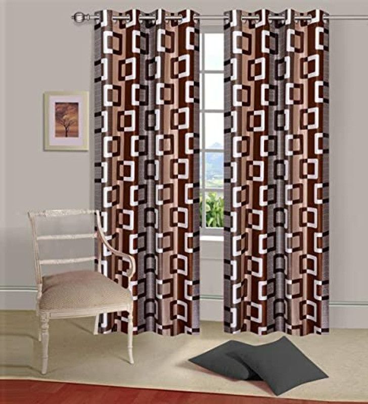 274 cm (9ft) Long Door Curtain  (Brown, Pack of 2)