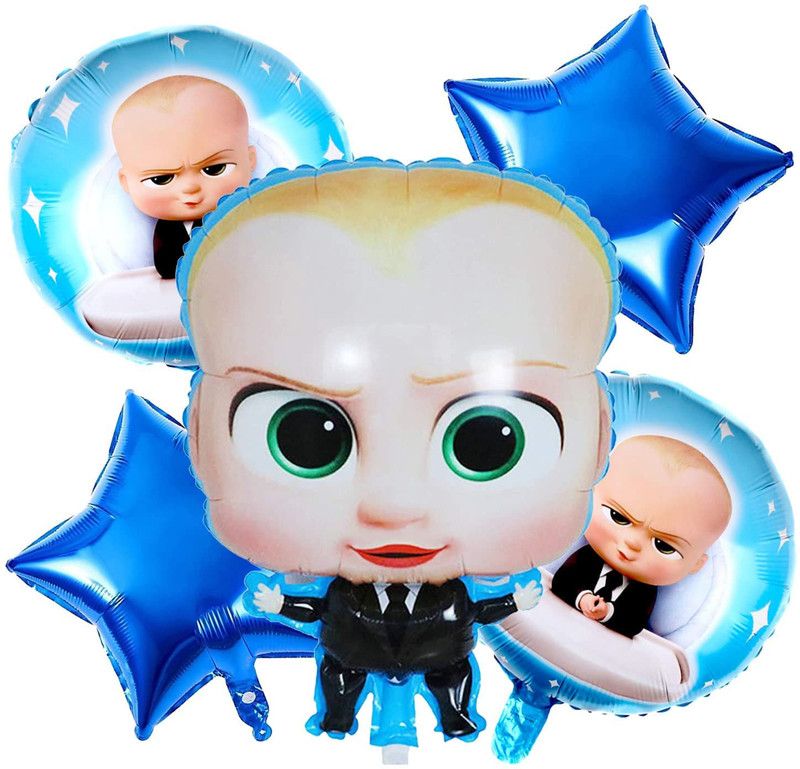 ADSpackers Printed Little Boss Foil Toy Foil Balloons Party Birthday Party ,toys, Figures, Balloon  (Blue, Pack of 5)