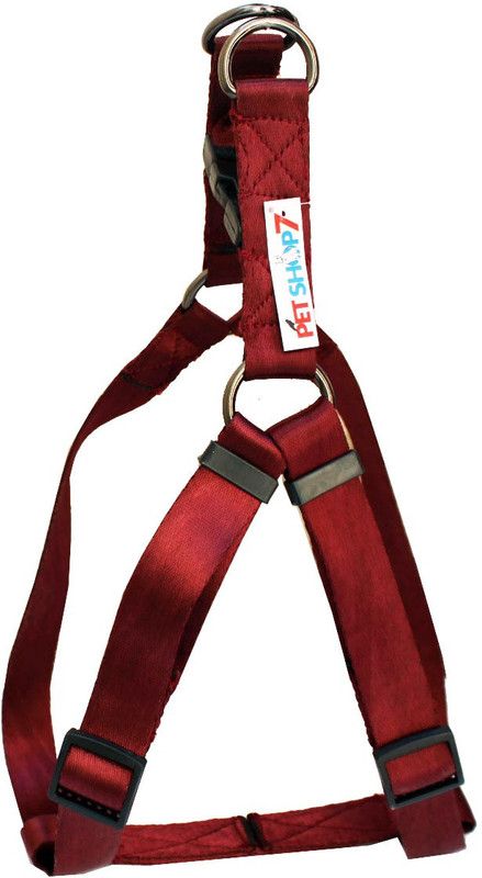 Petshop7 Nylon Dog Harness with Medium - ( Adjustable Chest Size - 16 - 24inch ) Dog Buckle Harness  (Small, Maroon)